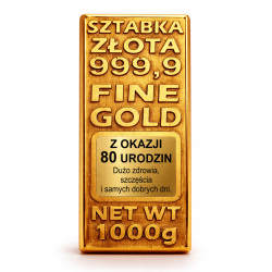 SZTABKA ZŁOTA NA 80 URODZINY